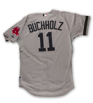 2013 Clay Buchholz Boston Red Sox Game Worn Road Jersey From 8th Win - World Series Champions Season (MLB Authenticated)